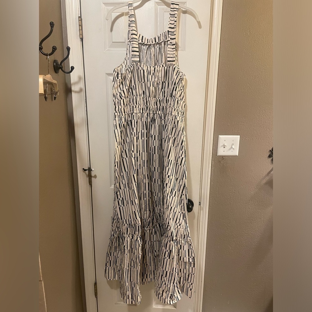 Anthropologie Somerset Maxi Dress: Poplin Halter Edition:NEUTRAL MOTIF Large NWT - Picture 5 of 6